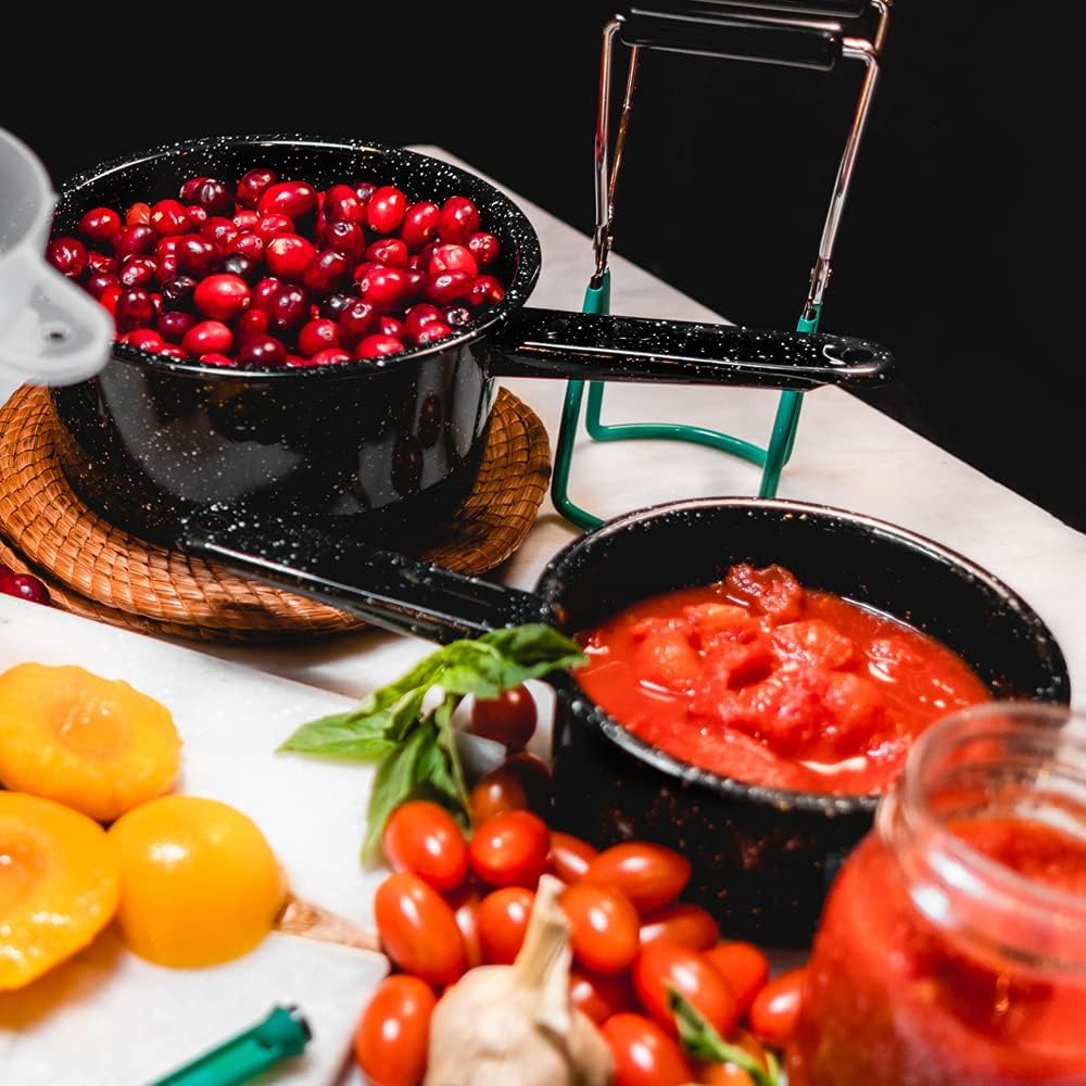 Durable 1-Quart Saucer Blackgranite ware saucepan for even cooking