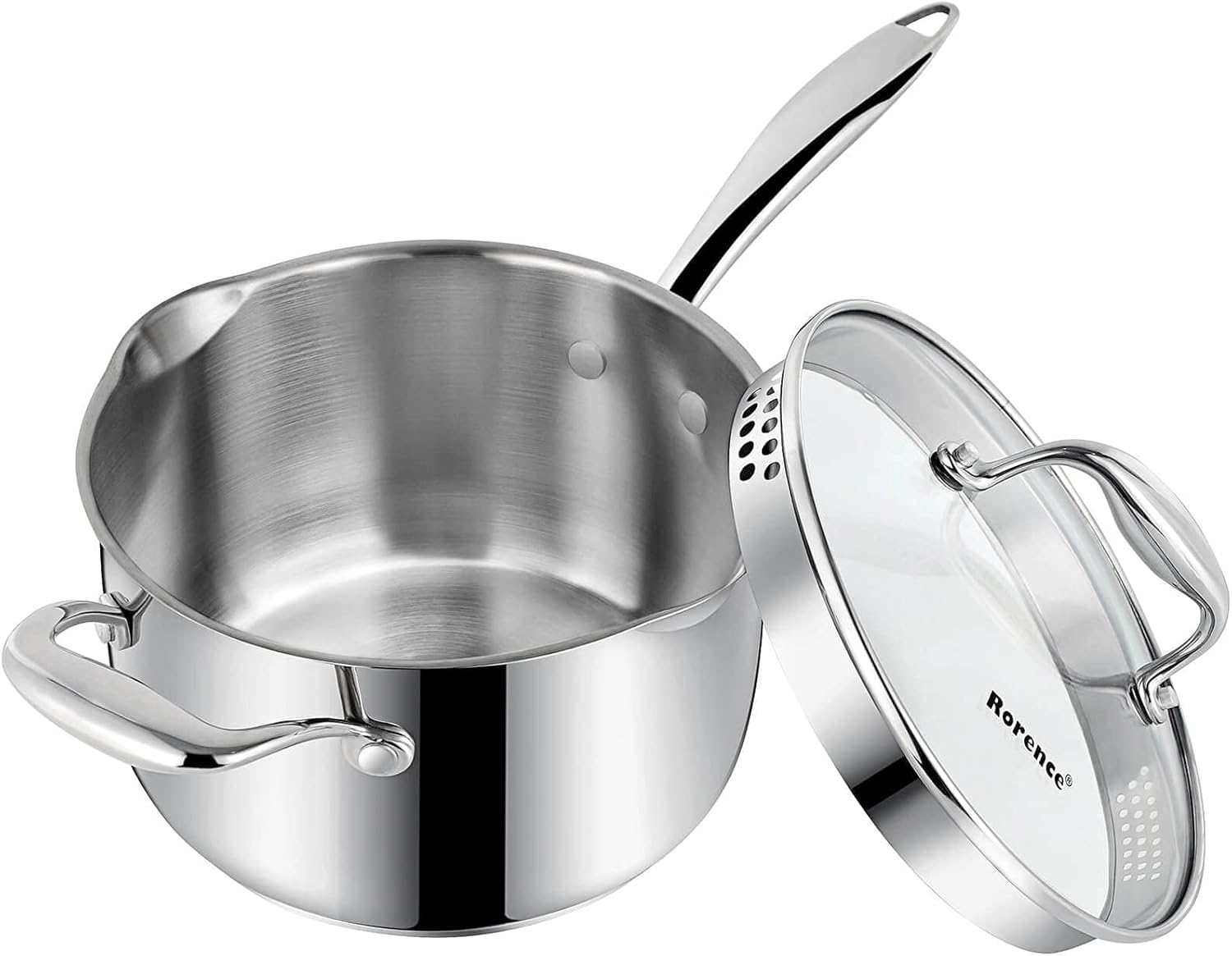 Bustling 37 qt Stainless Steel Saucepan with Glass Lid