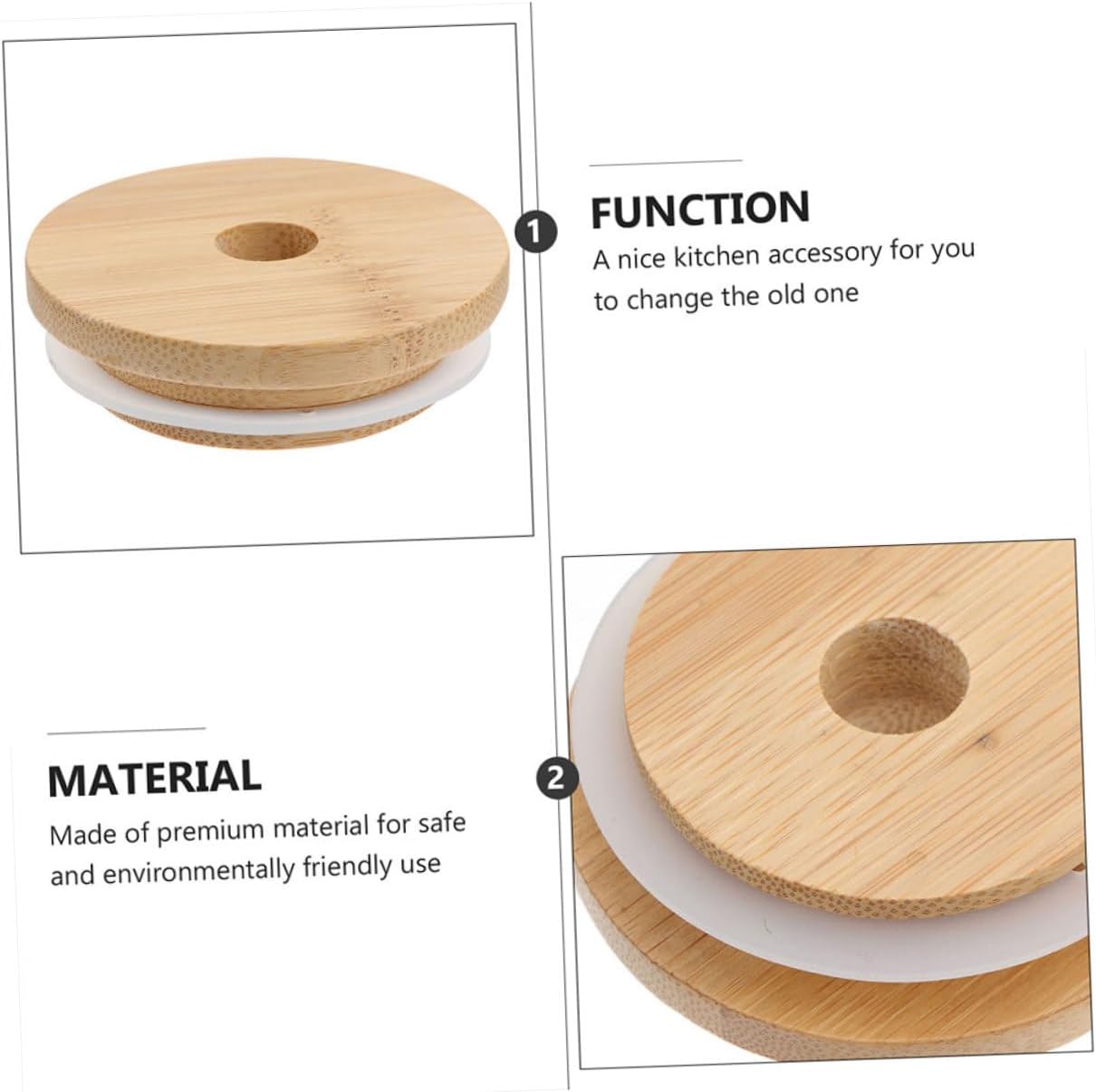 4pc Mason Jar Lids with Straw Hole Reusable Seal Lid