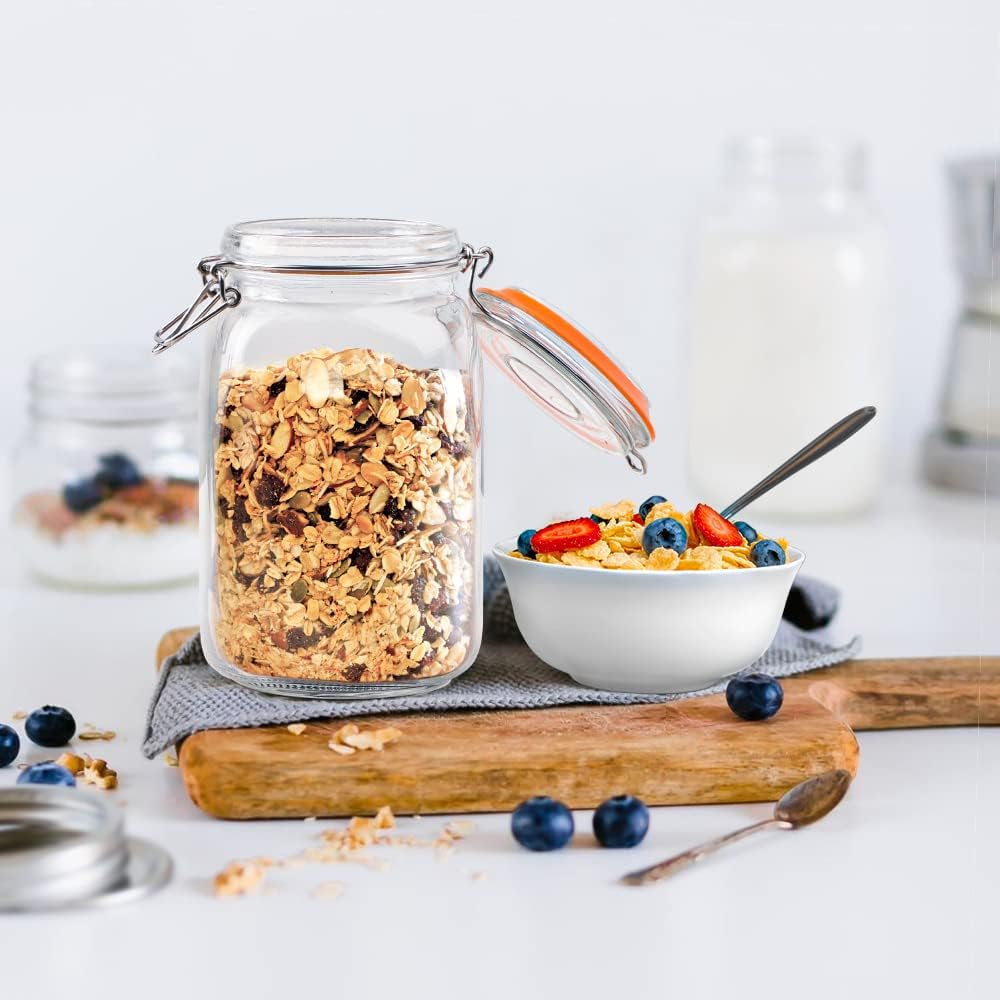 Perfect for Cooking 50 oz Glass Jars - Leaky-Proof Durable