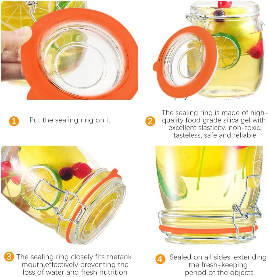 8PCS Leak-Proof Silicone Gasket Set for Mason Jars Orange