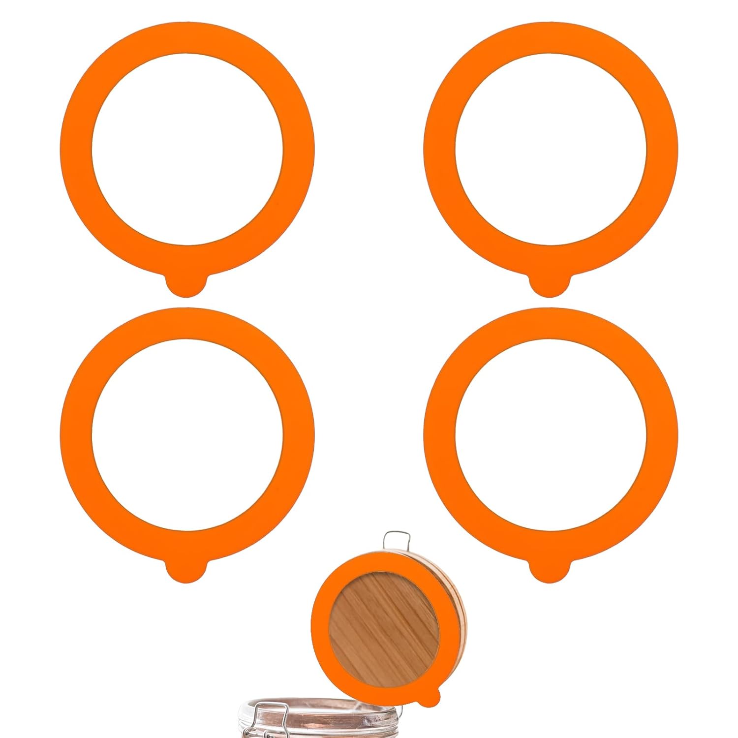 4-Pack Silicone Gasket for Glass Jars - Leak-Proof
