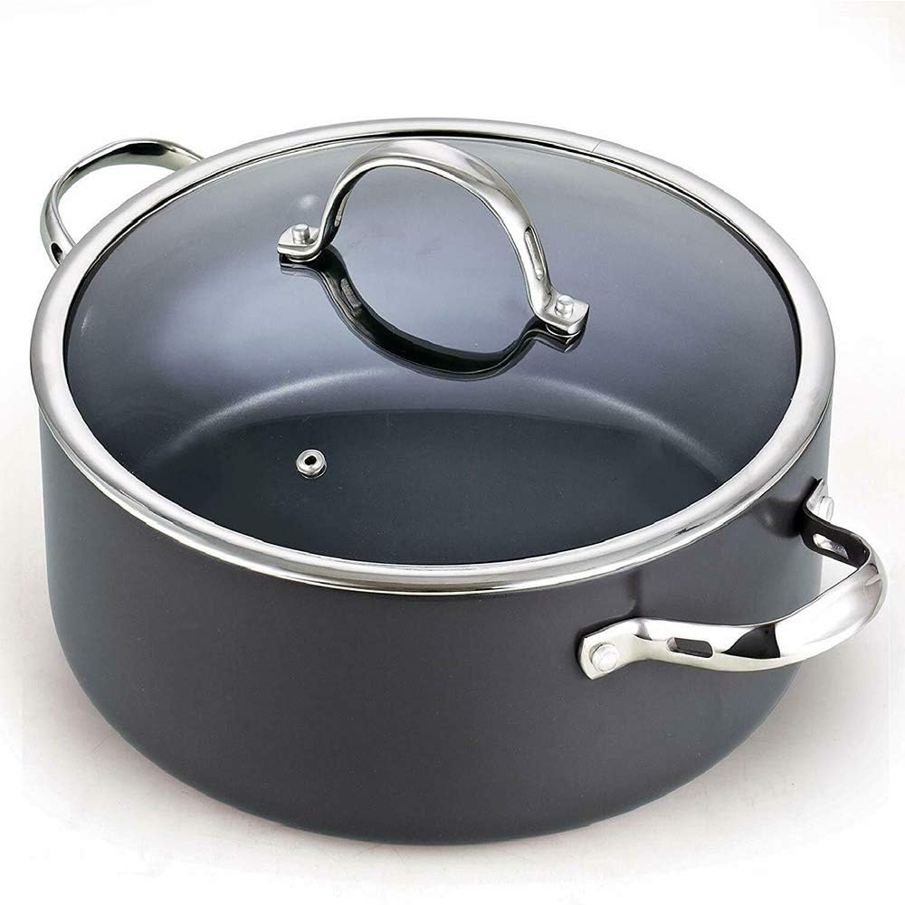 7 Quart Hard Anodized Dutch Oven Stockpot with Choice of Lid