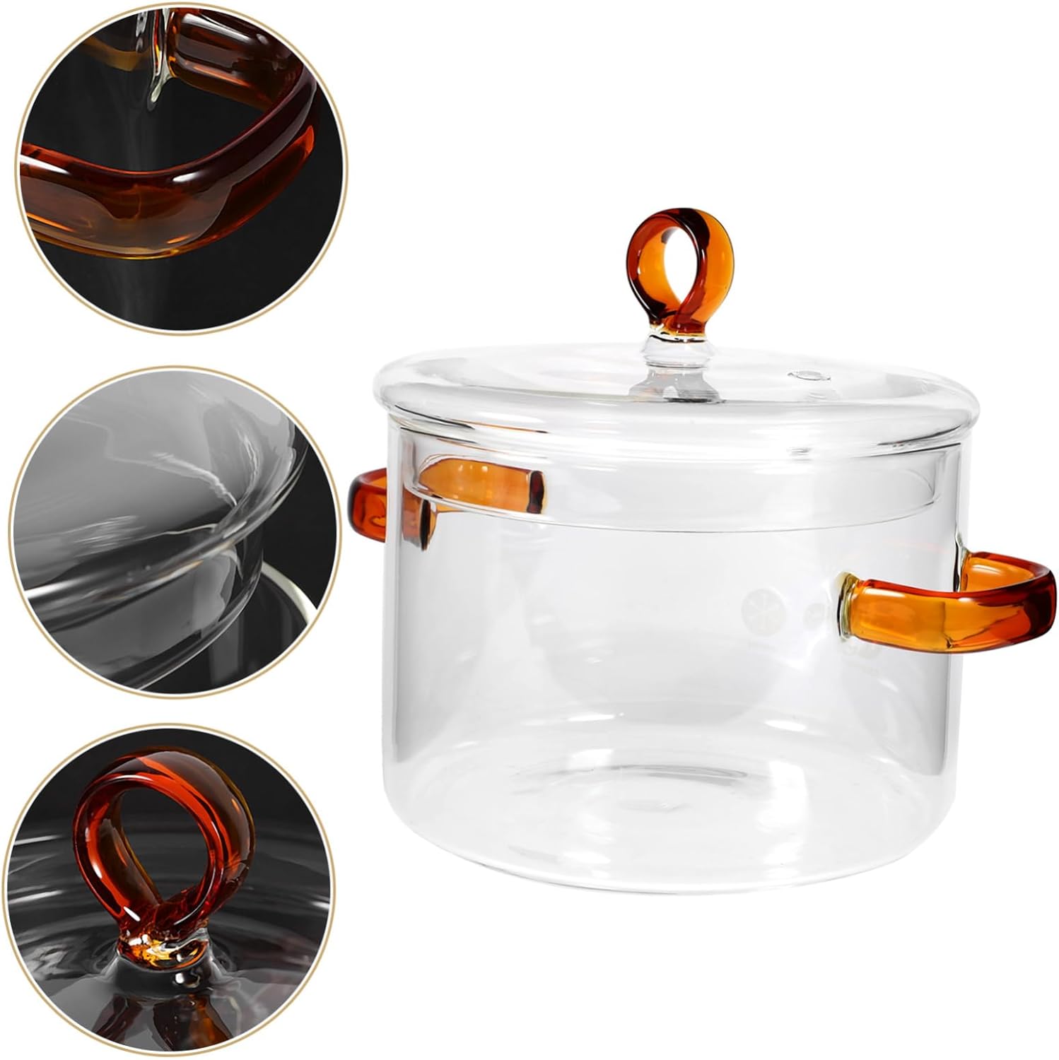 PRETYZOOM 2pcs Glass Stockpot with Lid