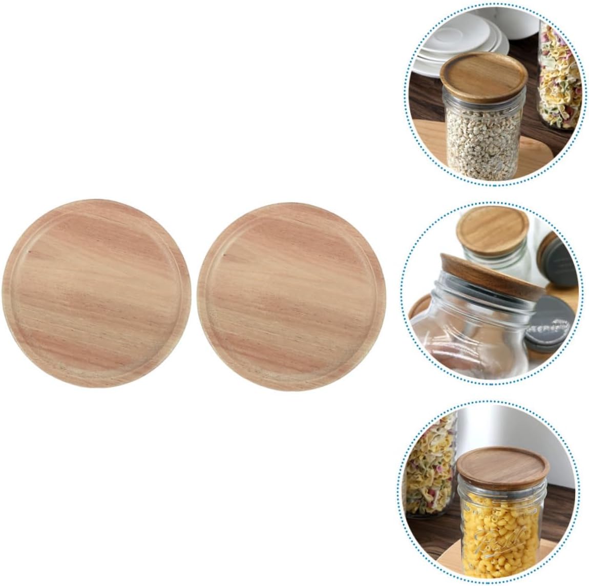 2-Piece Set Sealed Wooden lids Mason Jars Preserve Food