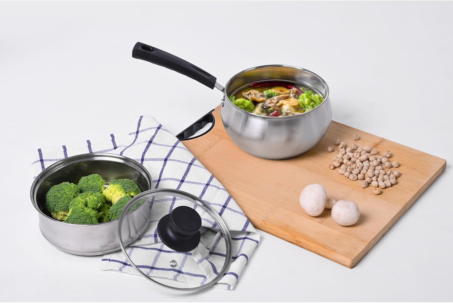 Stainless Steel 15 qt Saucepan with Steamer