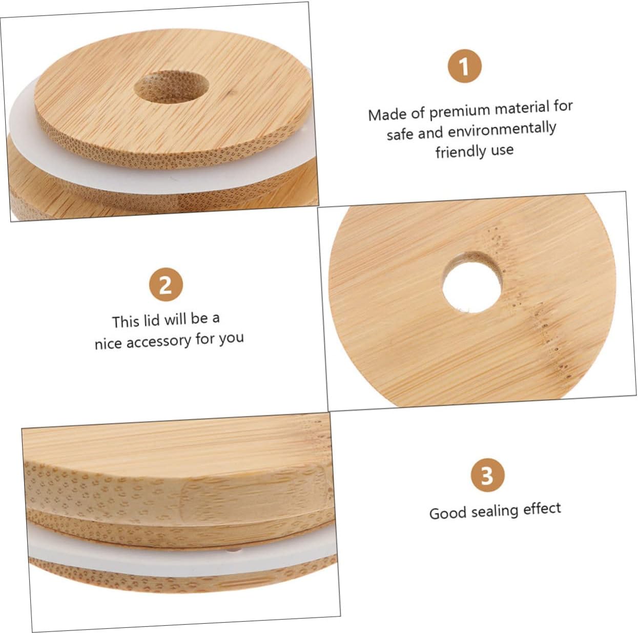 4-Piece Reusable Mason Jar Lids with Straw Holes
