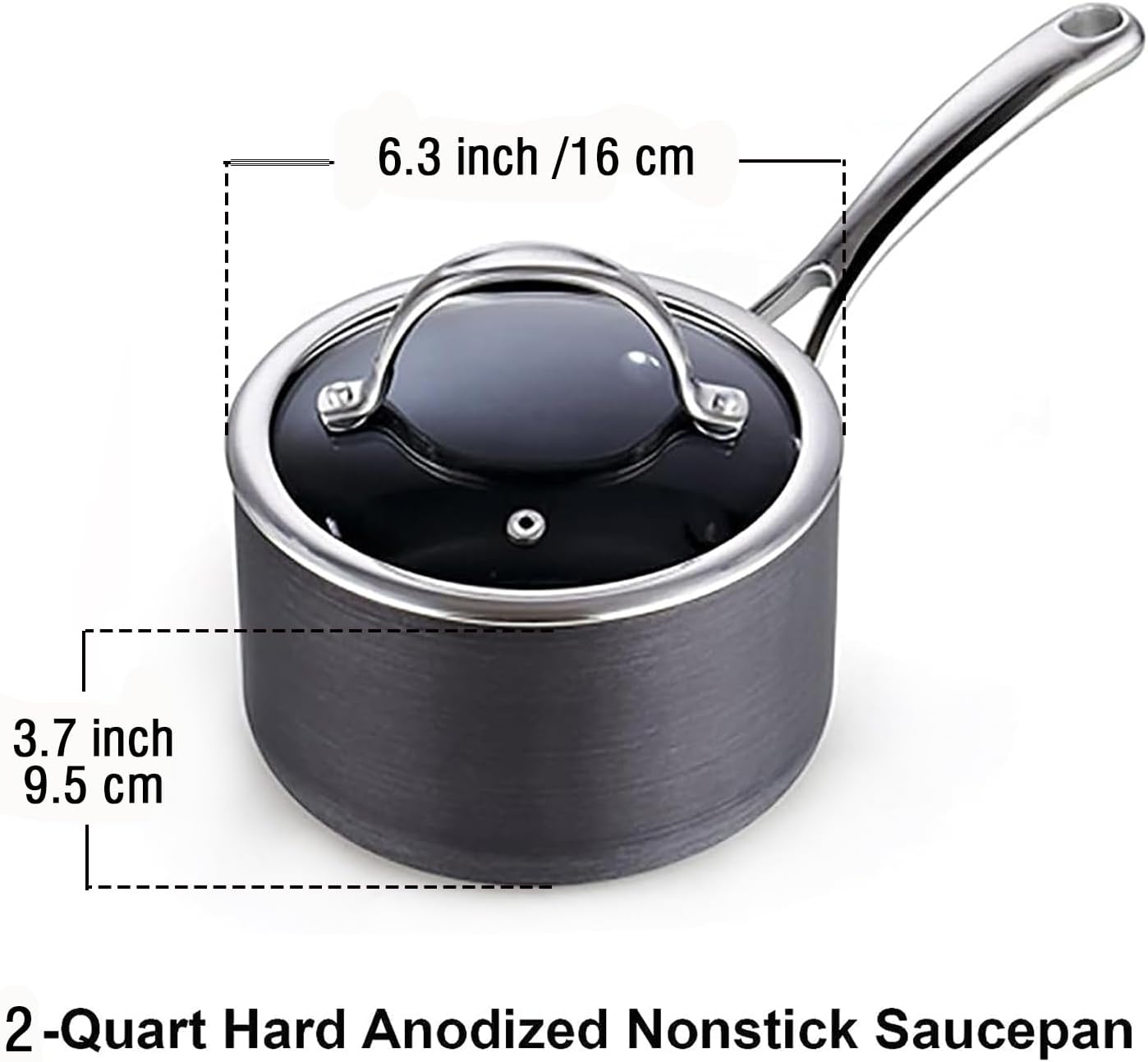 Cooks Standard 2-Quart Nonstick Saucer with Lid Black