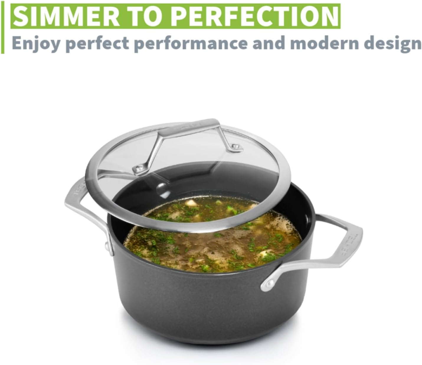 TECHEF Onyx Collection 28-Quart Soup Pot with Glass Lid