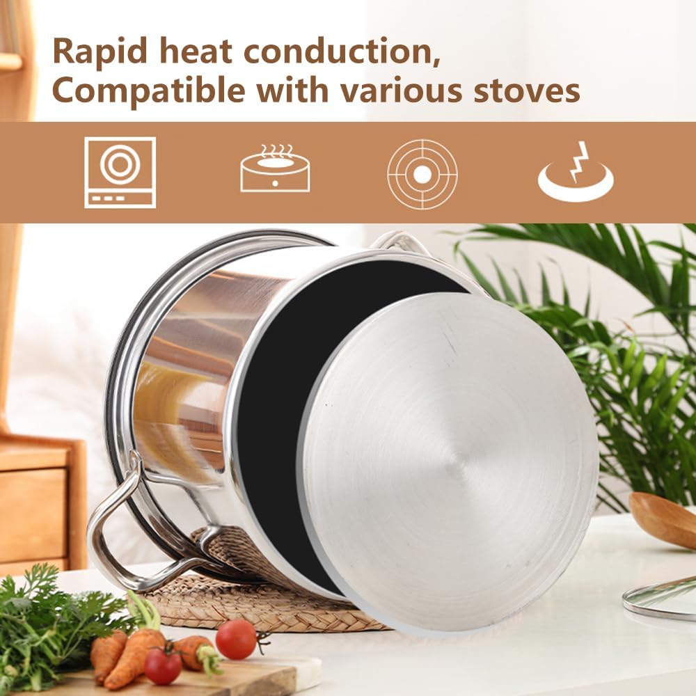 Tri-Ply Stainless Steel Stock Pot with Glass Lid