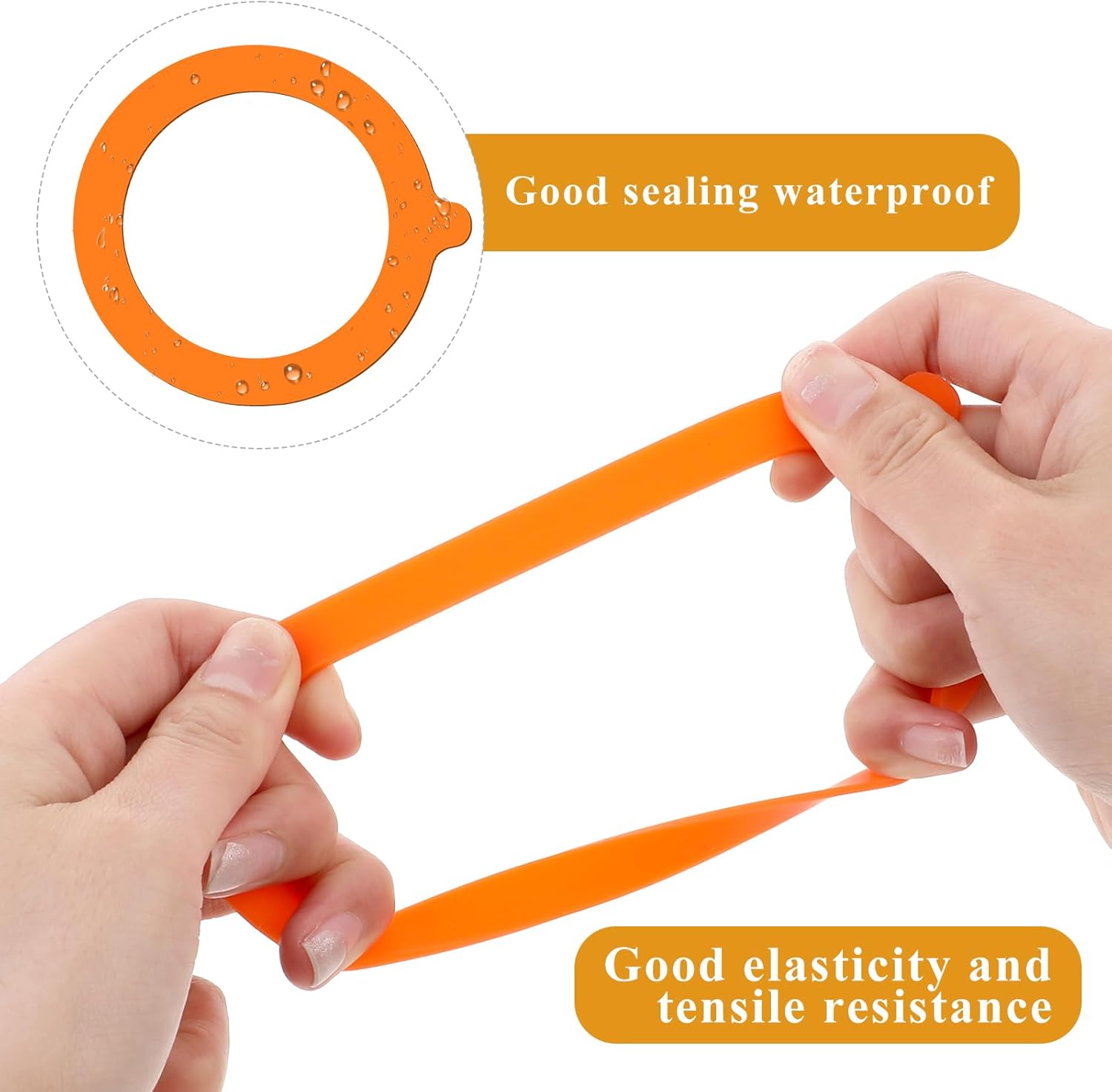 8-Piece Orange silicone Seals for Glass Jars Airtight Canning Gaskets