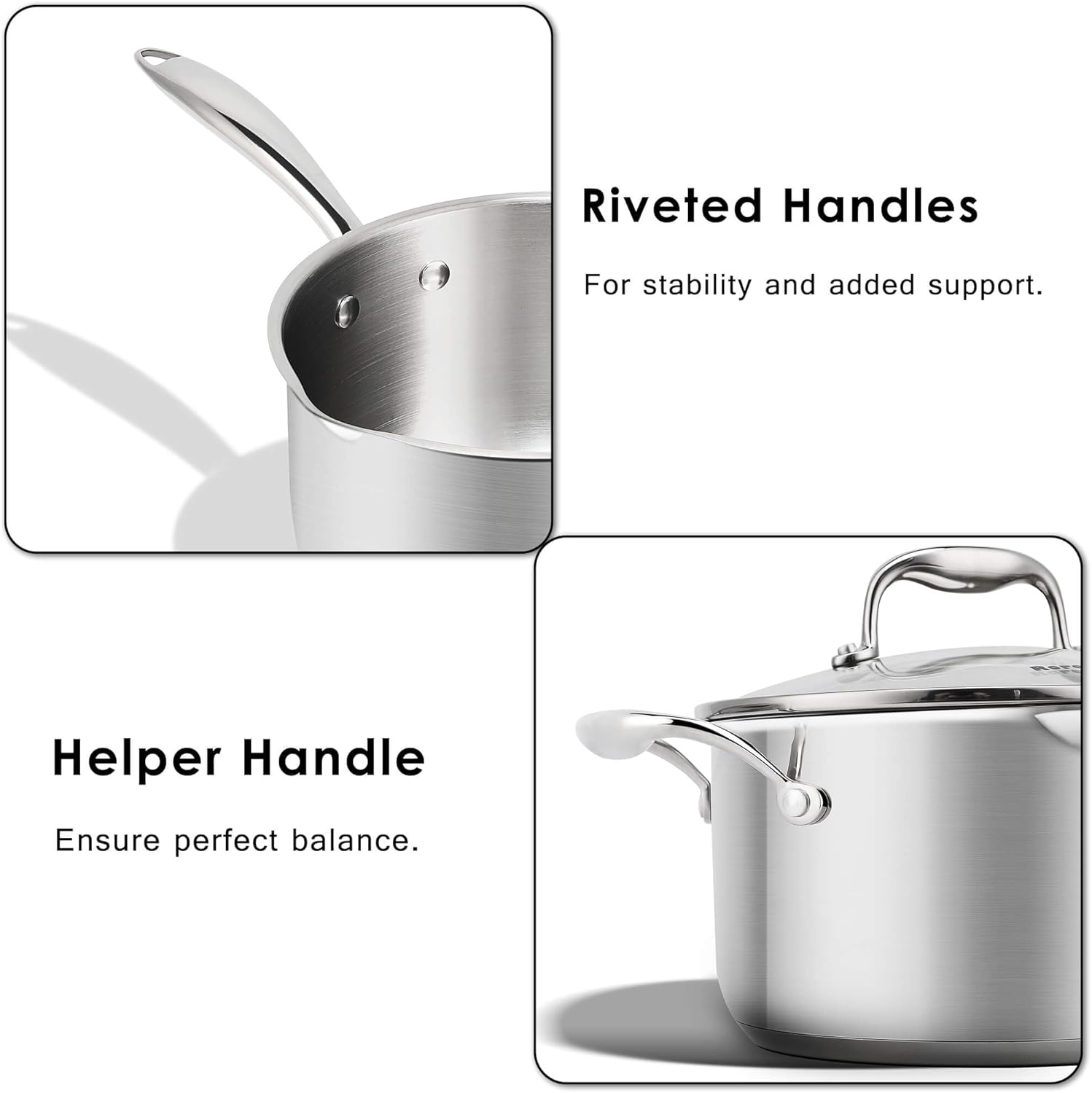 Bustling 37 qt Stainless Steel Saucepan with Glass Lid