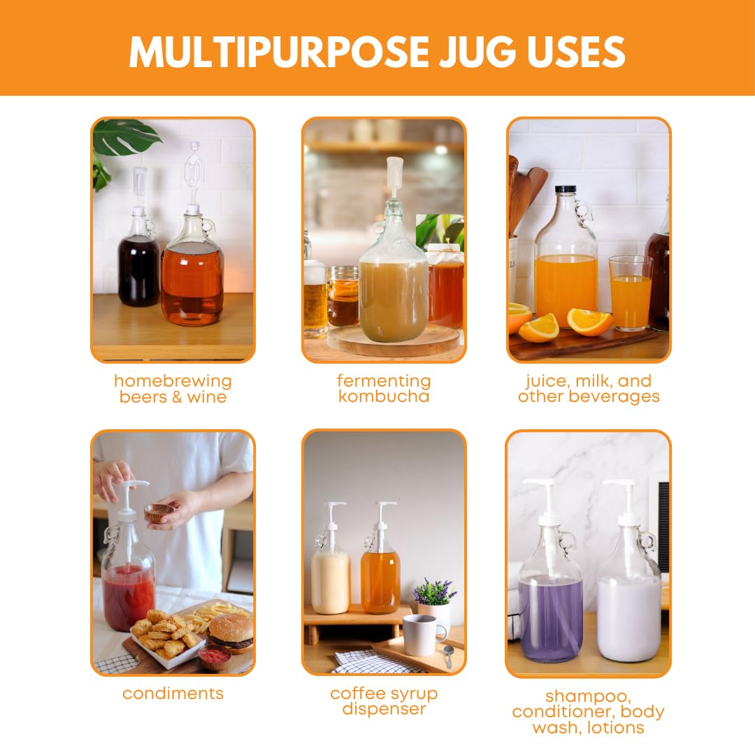 FastRack 4-Pack 128oz Glass Jugs Reusable Durable Design