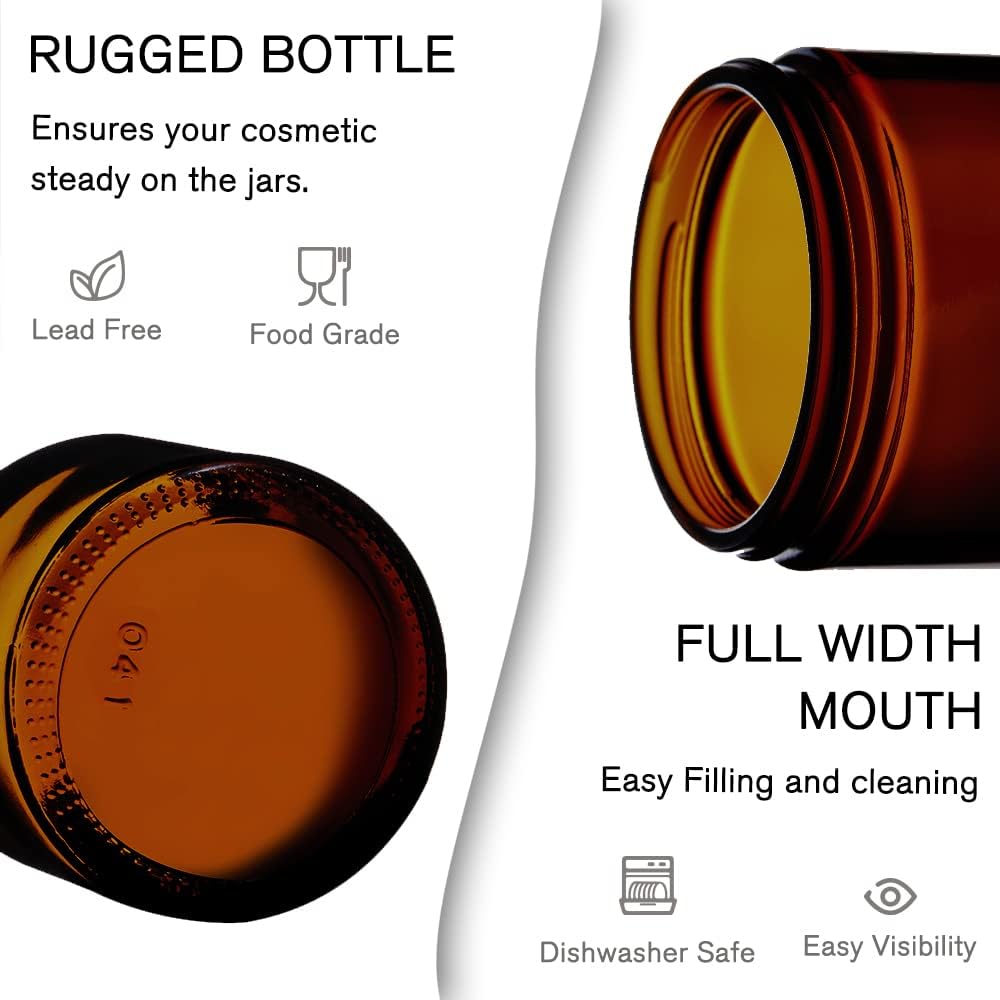 Tecohouse 4 oz Amber Glass Jar with Lids 48 Pack