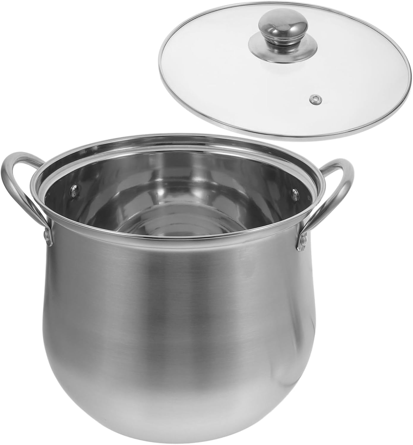 Stainless Steel Soup Pot with Built-In Handle and Heat Resistant Lid
