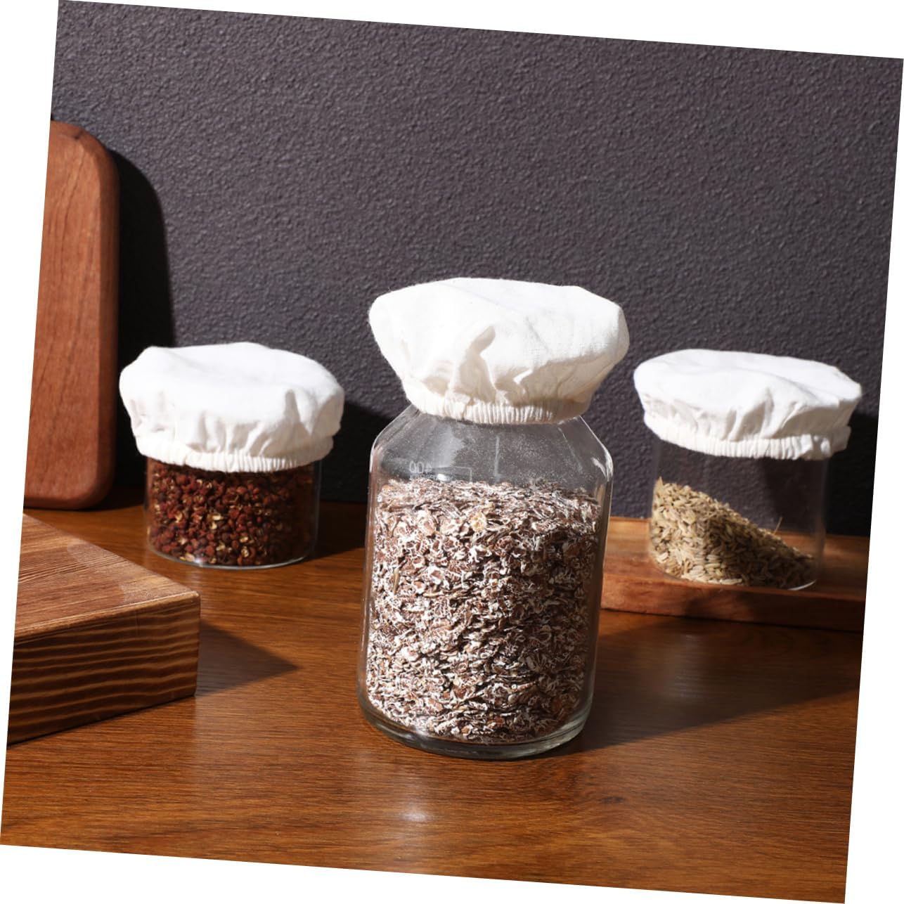Canning Jar Covers protect freshness 8 Pcs Beige Cotton lids