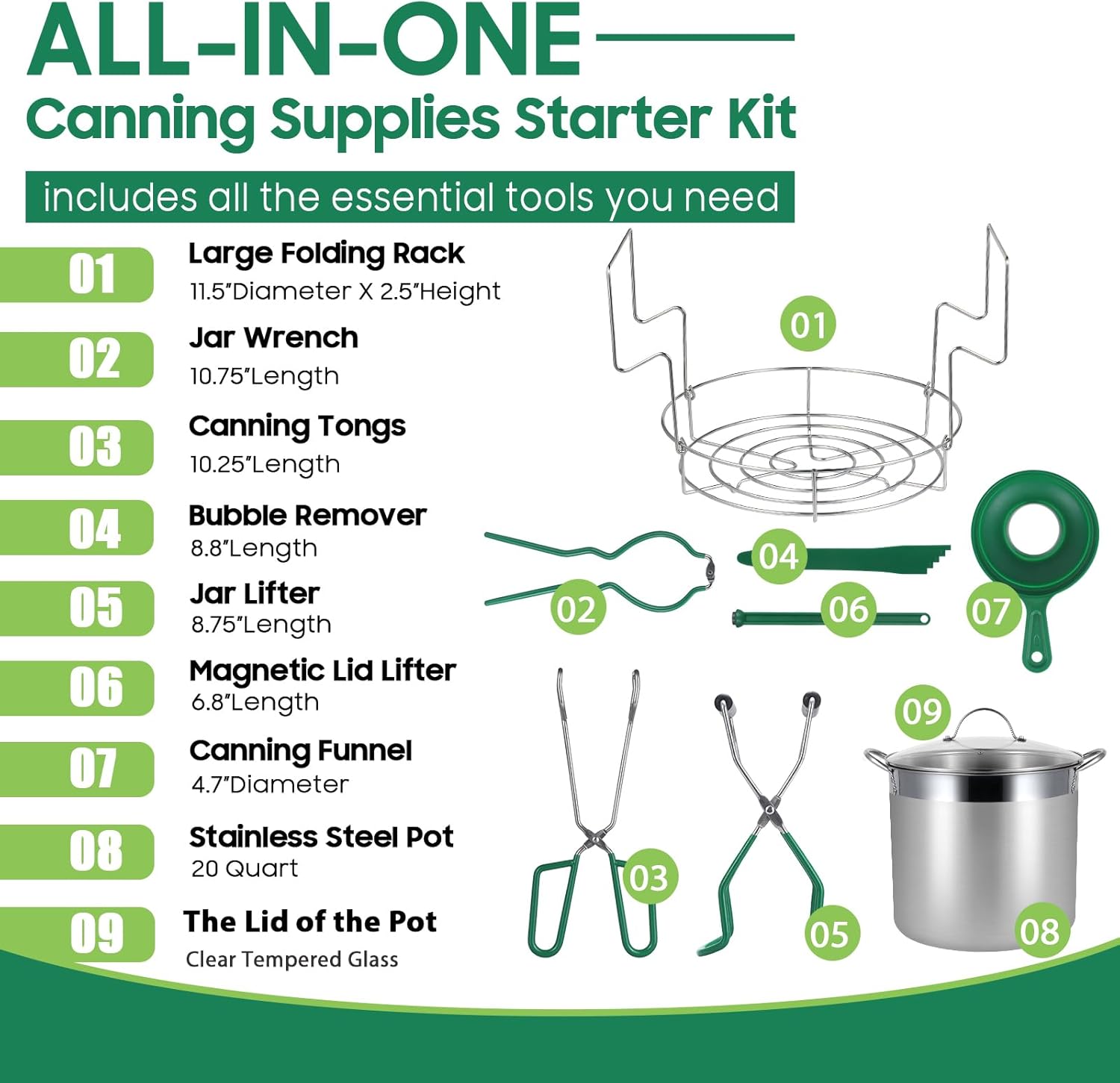 Stainless Steel Water Bath Canning Pot with Rack and Lid