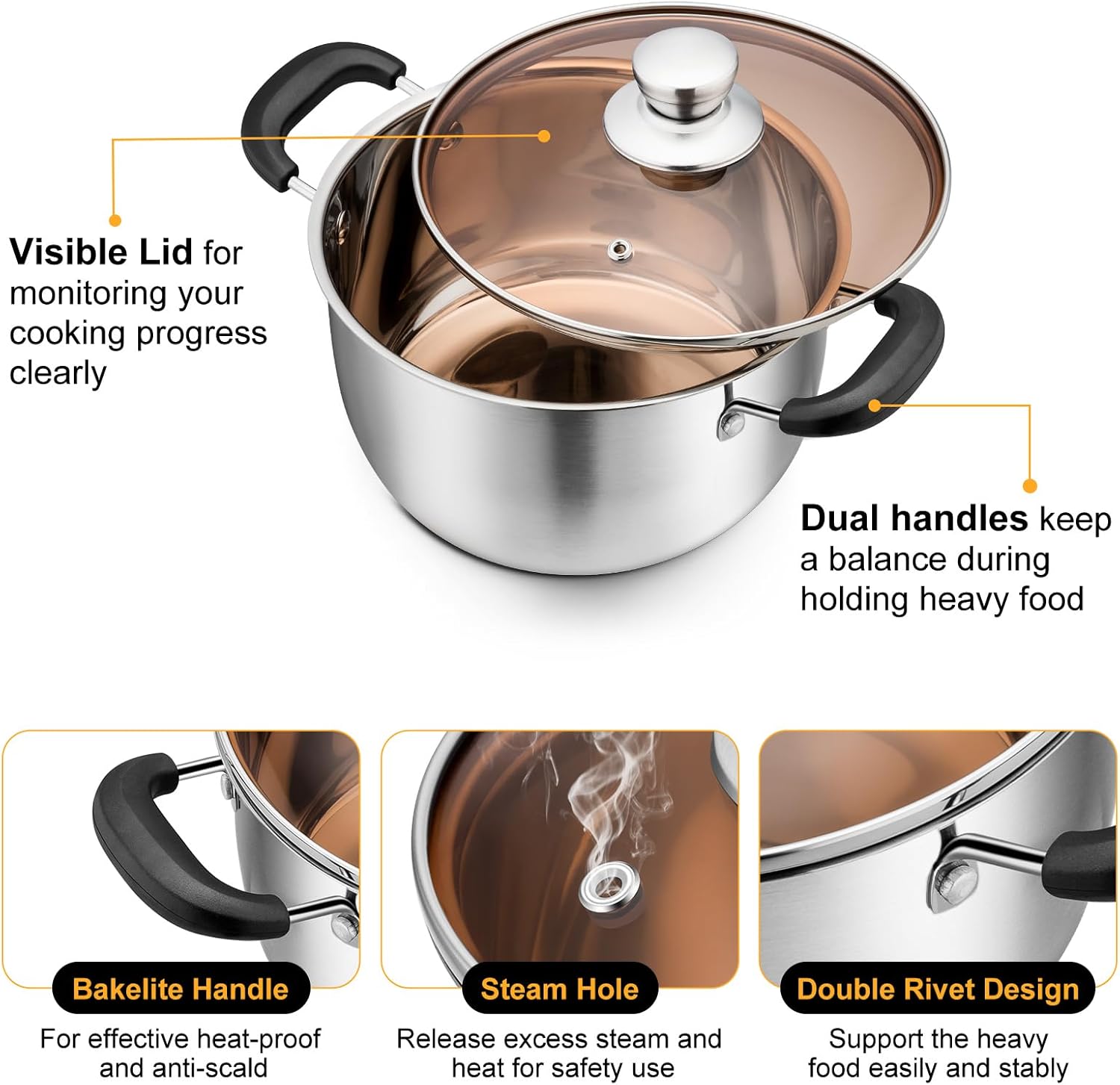 PP Chef 3-Quart Stainless Steel Stockpot