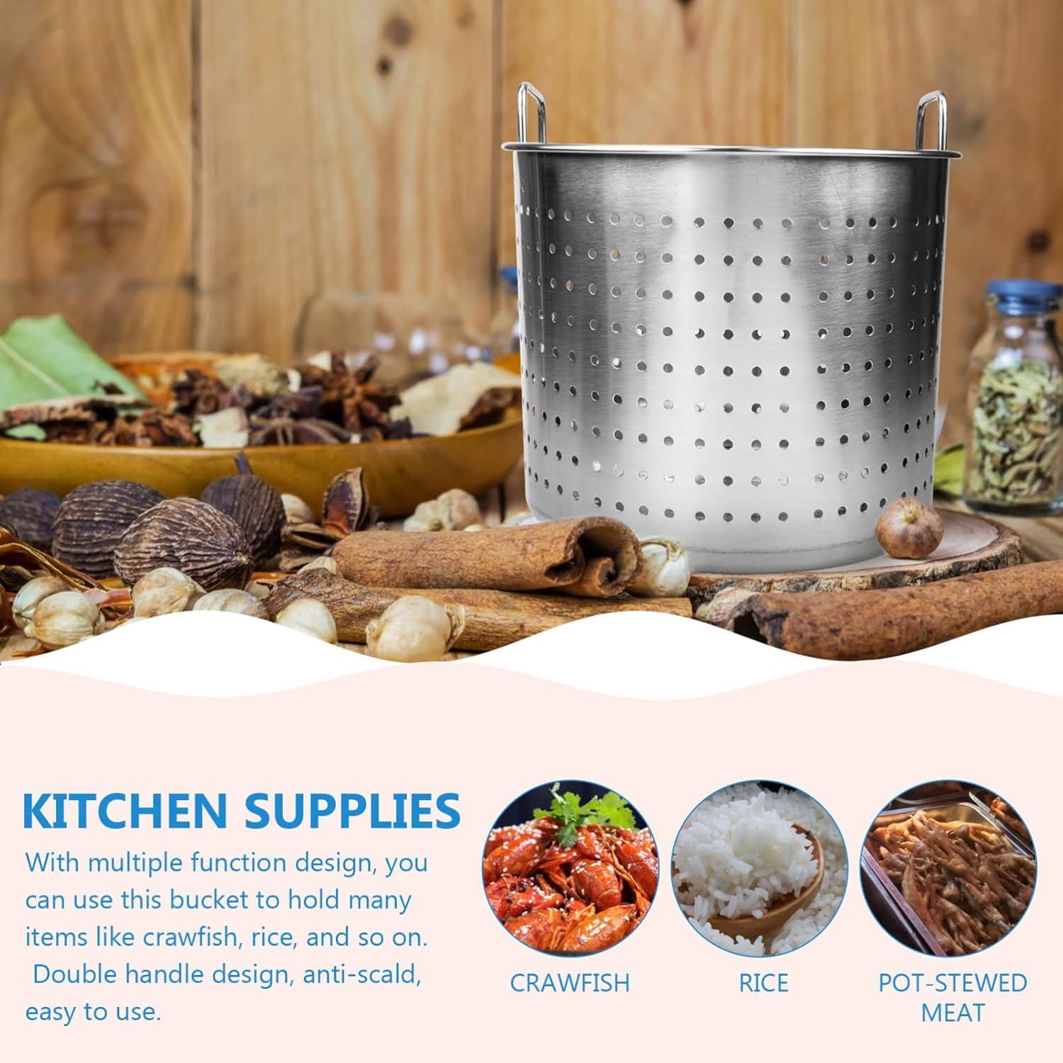 UPKOCH Stainless Steel Stock Pot Insert Steamer Basket Perfect for Boiling Seafood