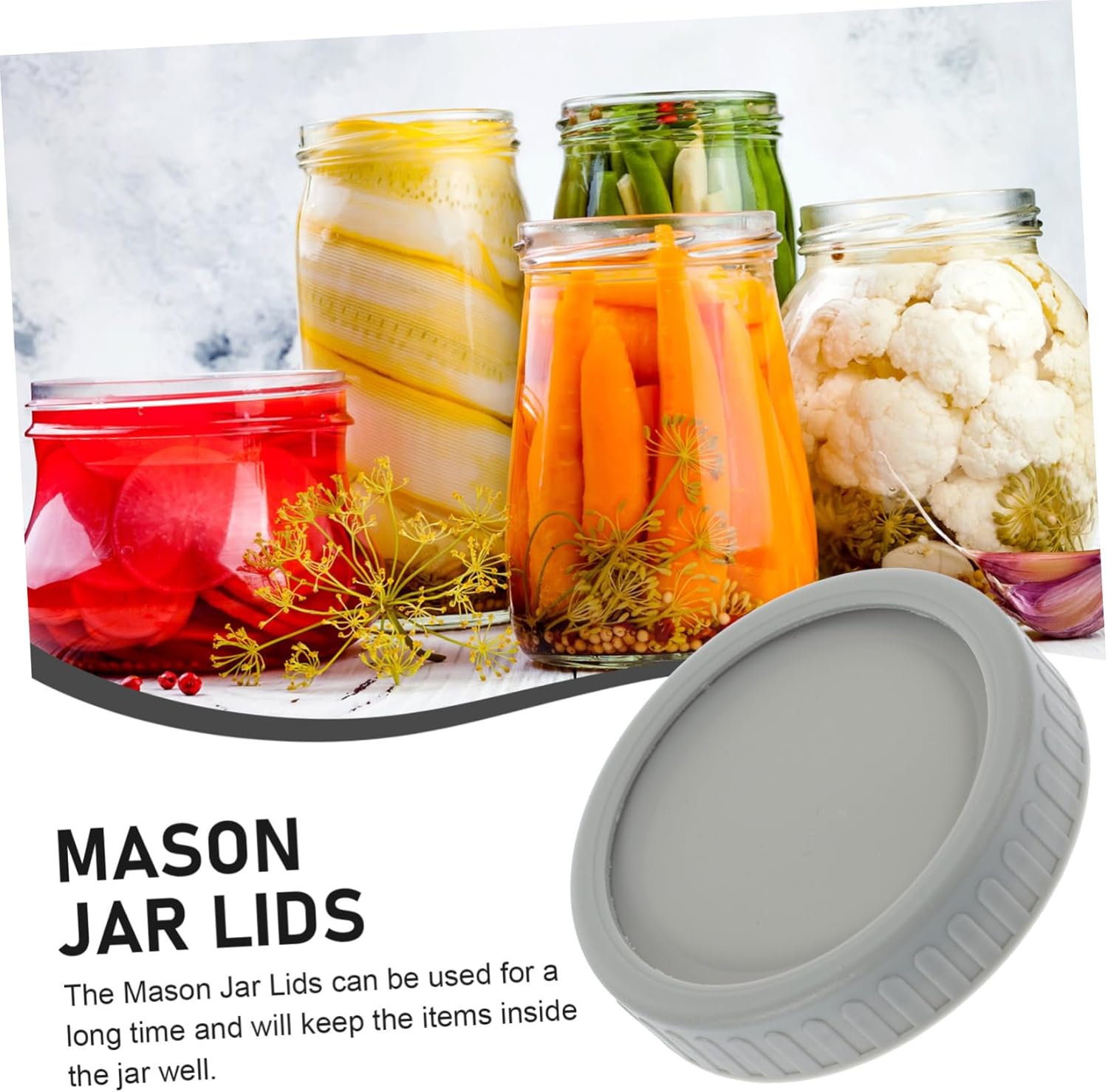 5-Set Mason Jar Lids Wide Mouth Leak-Proof Self-Closing