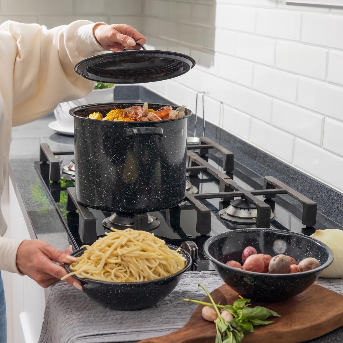 Multi-Use Stock Pot Set 8 Quart with Tamale and Canning Features