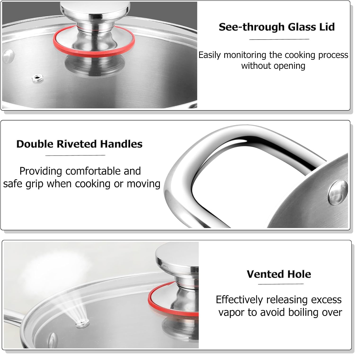 8 Quart Stainless Steel Stock Pot with Glass Lid