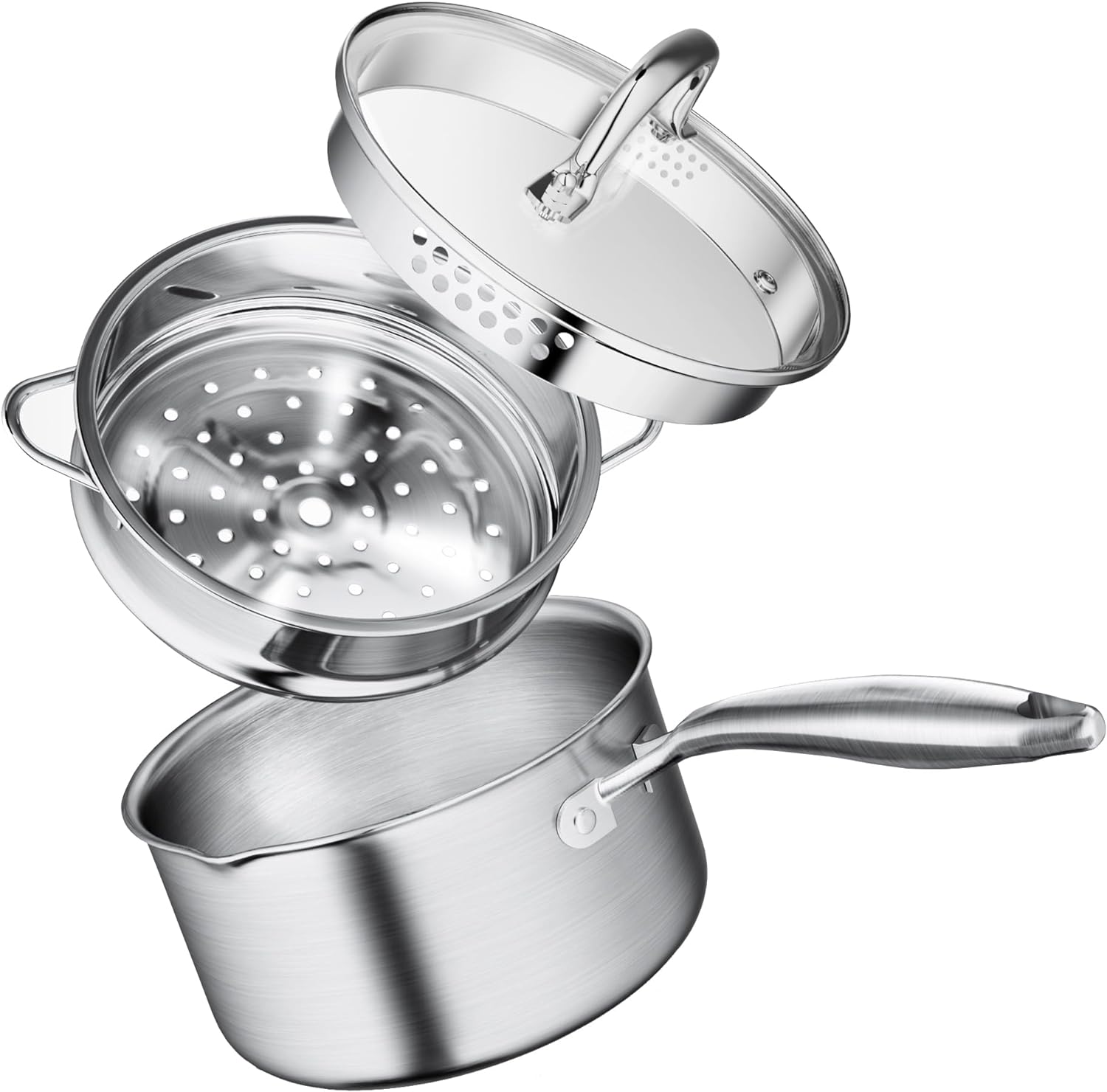 Versatile 15 Quart Stainless Steel Saucepan with Steamer
