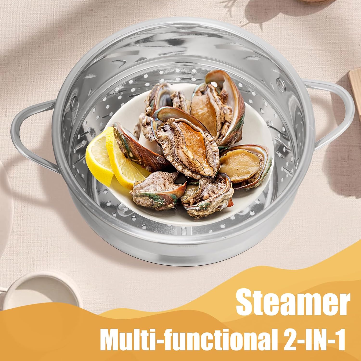 23 qt Tri-Ply Stainless Steel Saucepan with Steamer