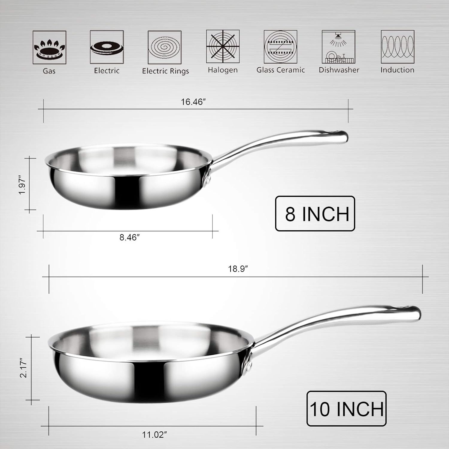 Duxtop 8 Tri-Ply Stainless Steel Stir Fry Pan