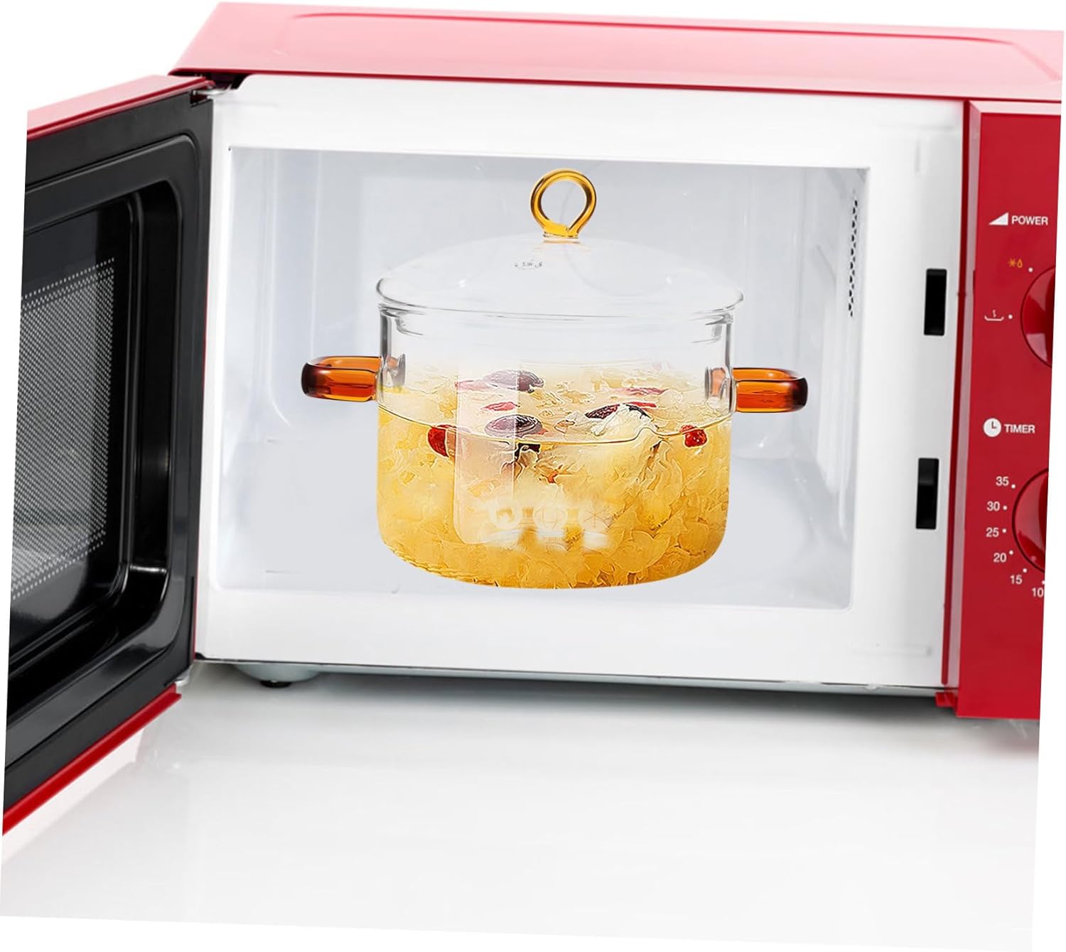 Happyyami Double-Handle Glass Stew Pot with Lid