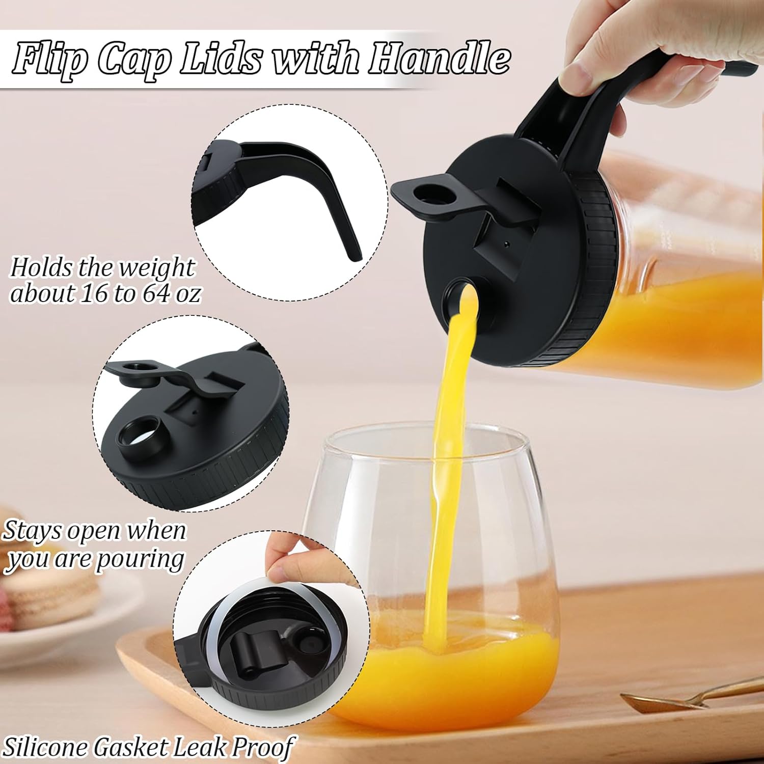 Durable Mason Jar Lids - Pour Spout Leak-Proof Reusable