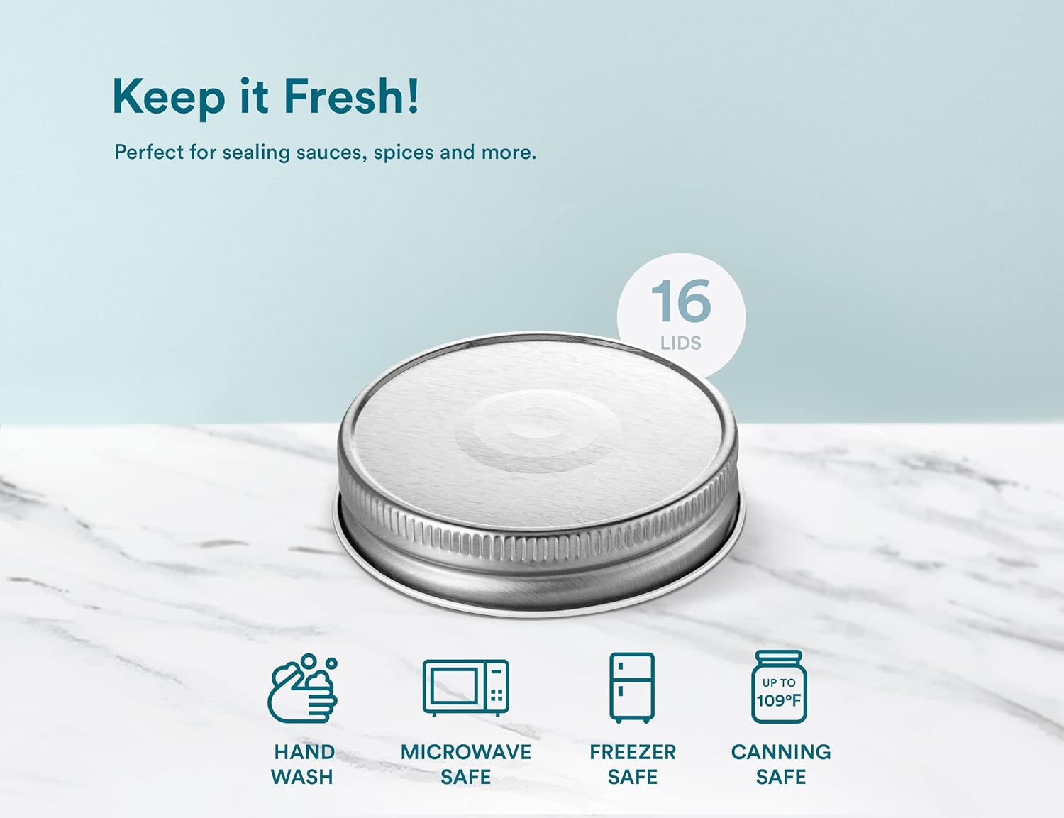KooK Christmas Mason Jar Lid Regular Mouth Set of 16
