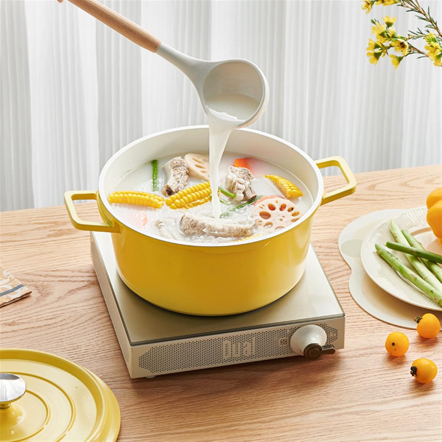 Versatile Kitchen Tool - Cast Iron Stock Pot with Non-Stick Coating