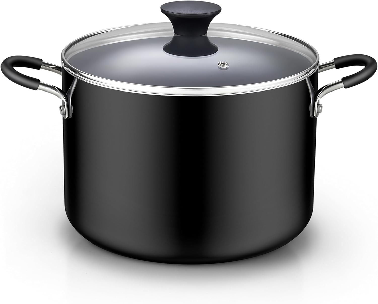 Compact Nonstick Stockpot with Glass Lid Black