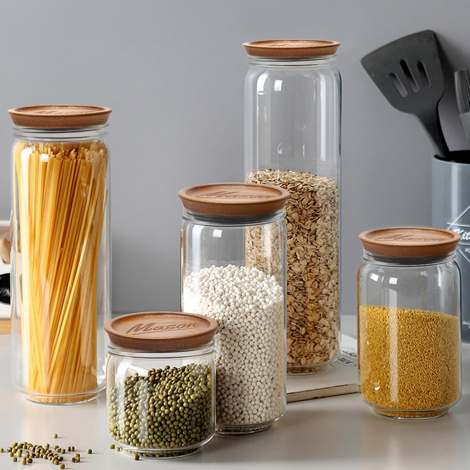 6-Piece Acacia Wood Mason Jar Lids Premium Canning Accessories