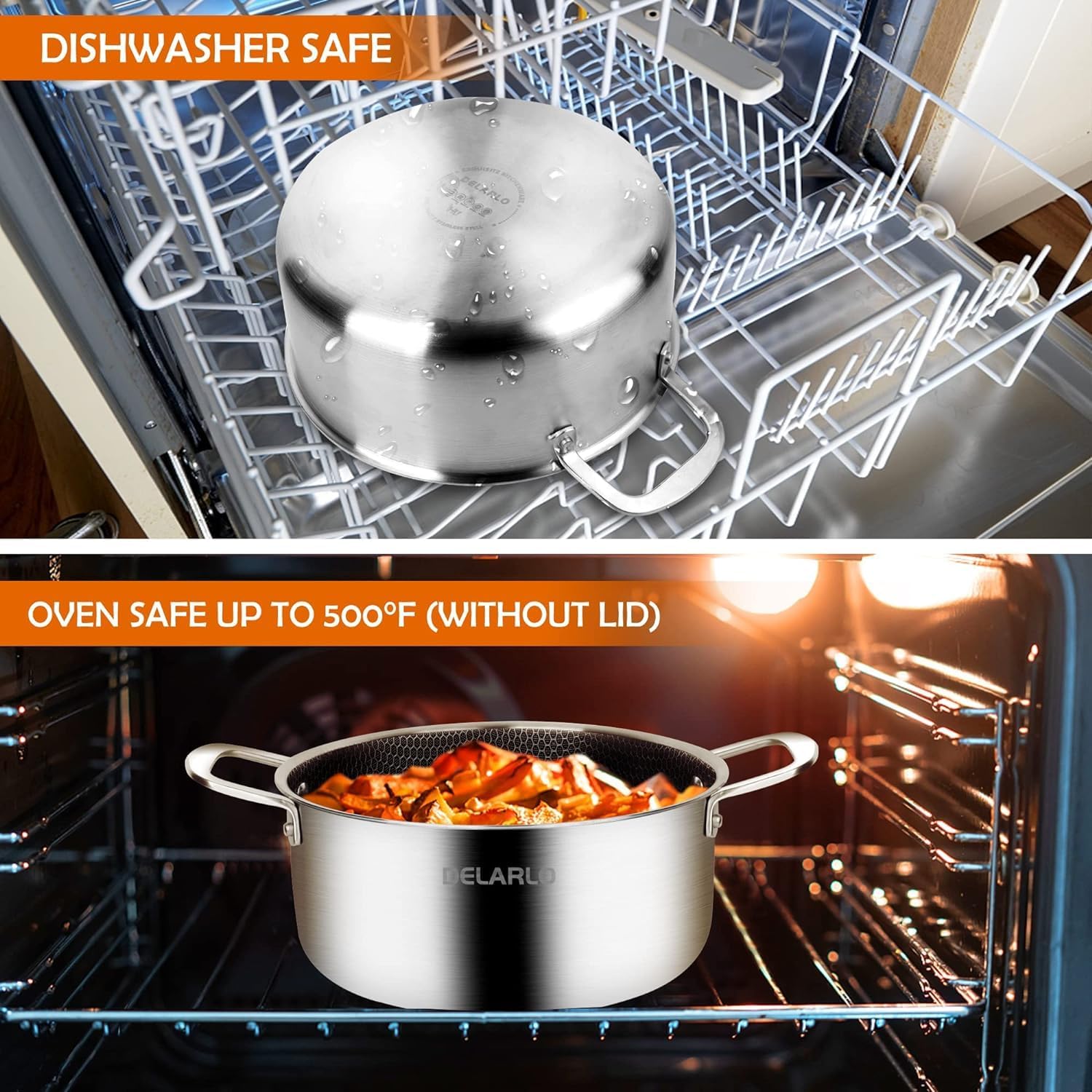 DELARLO 5QT Tri-Ply Stock Pot with Lid
