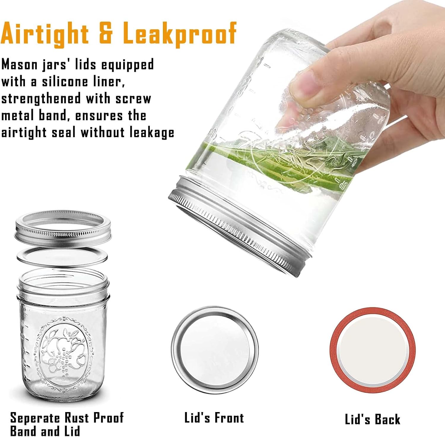 Wide Mouth Mason Jars 16 oz Canning More 6-Pack