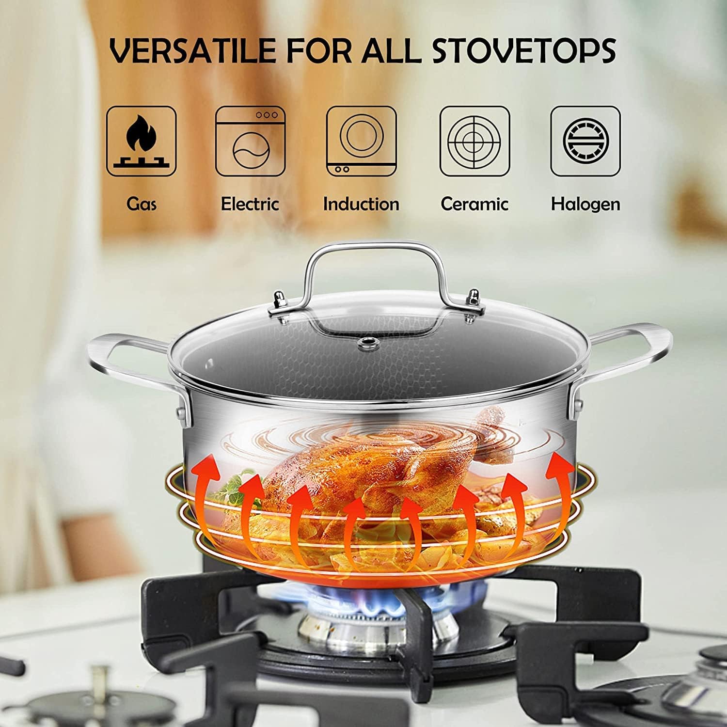Tri-Ply Hybrid Stockpot Non-Stick Oven and Dishwasher Safe