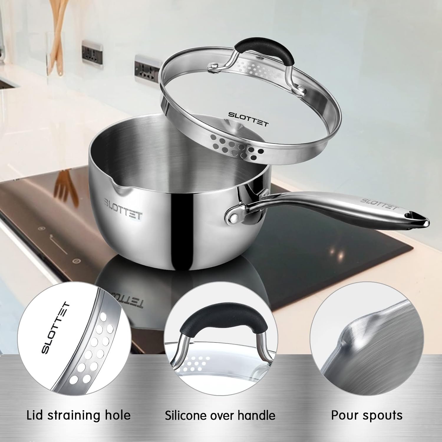 SLOTTET Tri-Ply Stainless Steel Saucepan