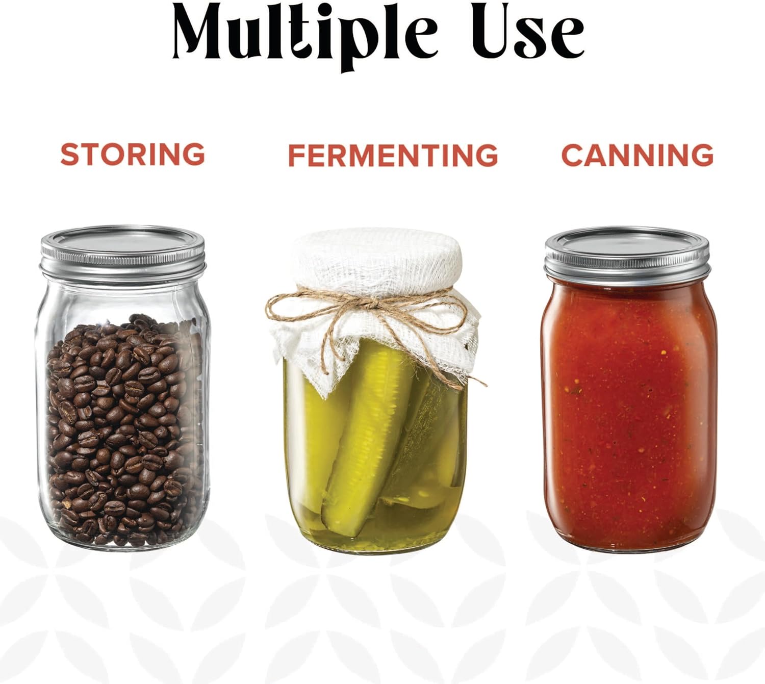 GLING 64 oz Wide-Mouth Glass Mason Jars with Airtight Lids 1