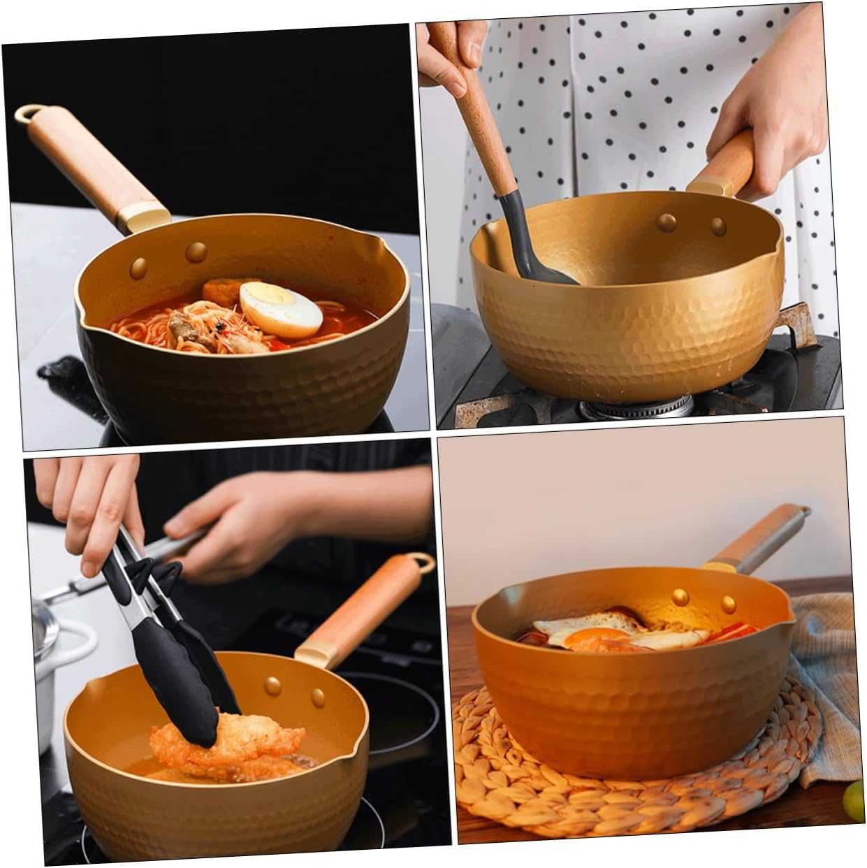 Non-stick Ergonomic sauc pot with double diversion trench