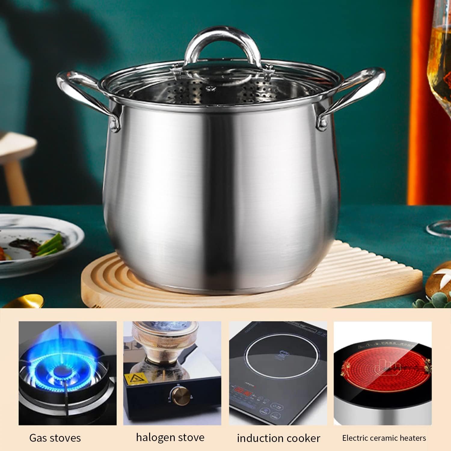 BAKOUSTAR 10 Stainless Steel Stock Pot with Lid