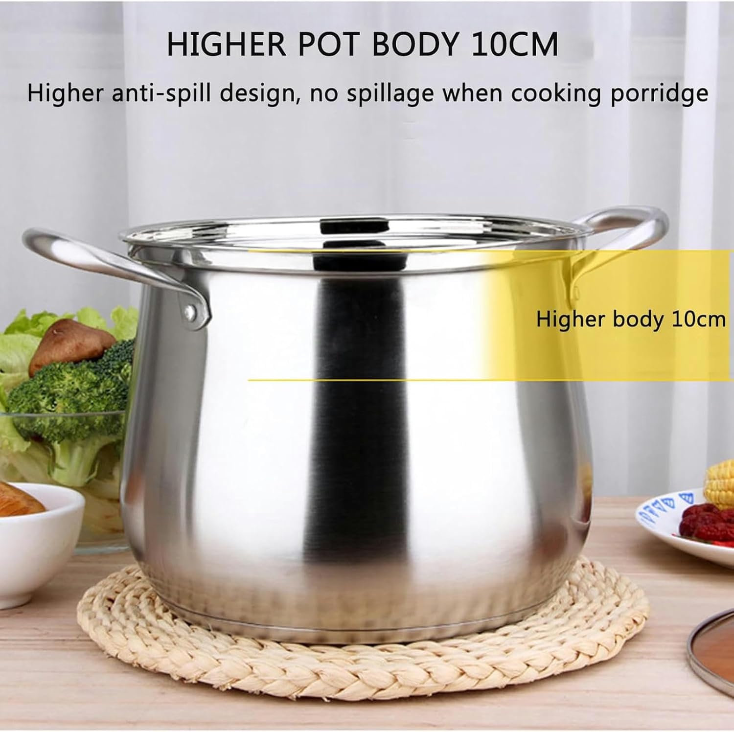 LGEOELIAS Large Deep Stock Pot with Steamer Basket and Lid