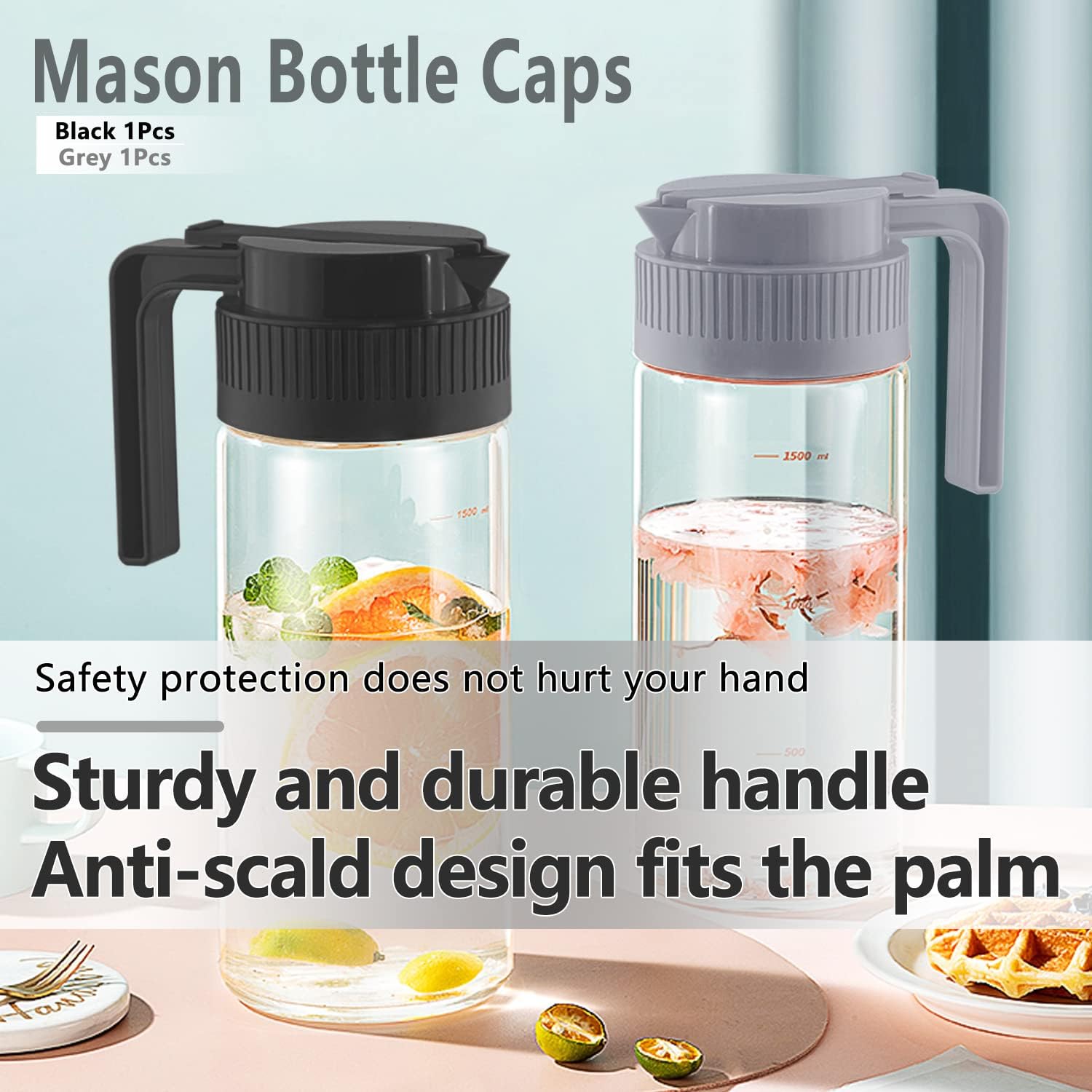Premium Reusable Mason Jar Lids with Pour Spout by Drsn