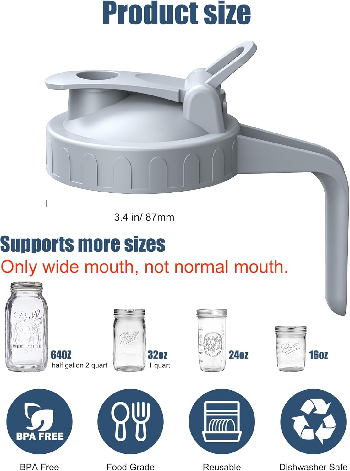 VA1KENE Mason Jar Pour Spout Lid A Perfect Tool for Easy Mastery