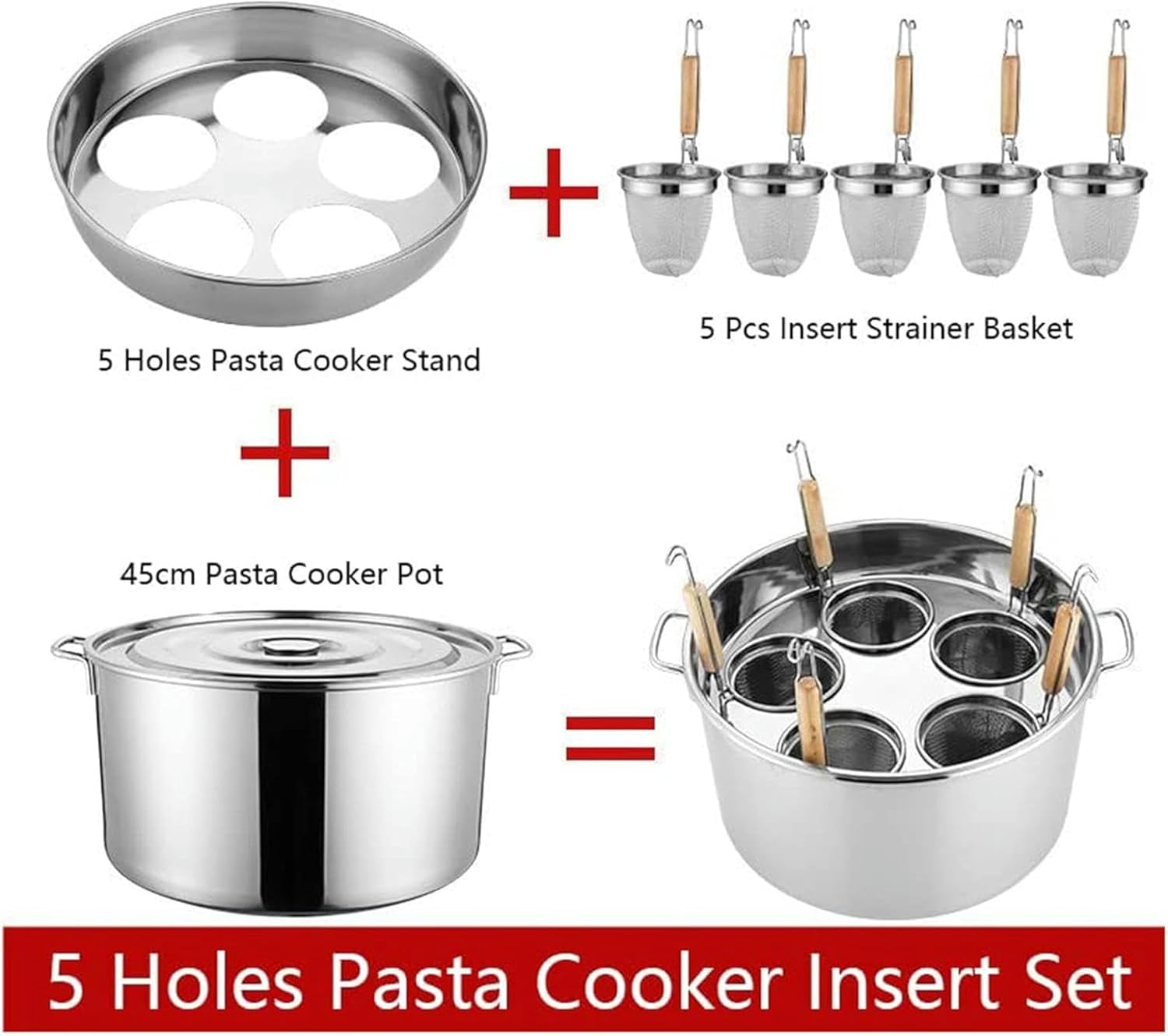 Premium stainless steel pasta cooker with steaming capacity