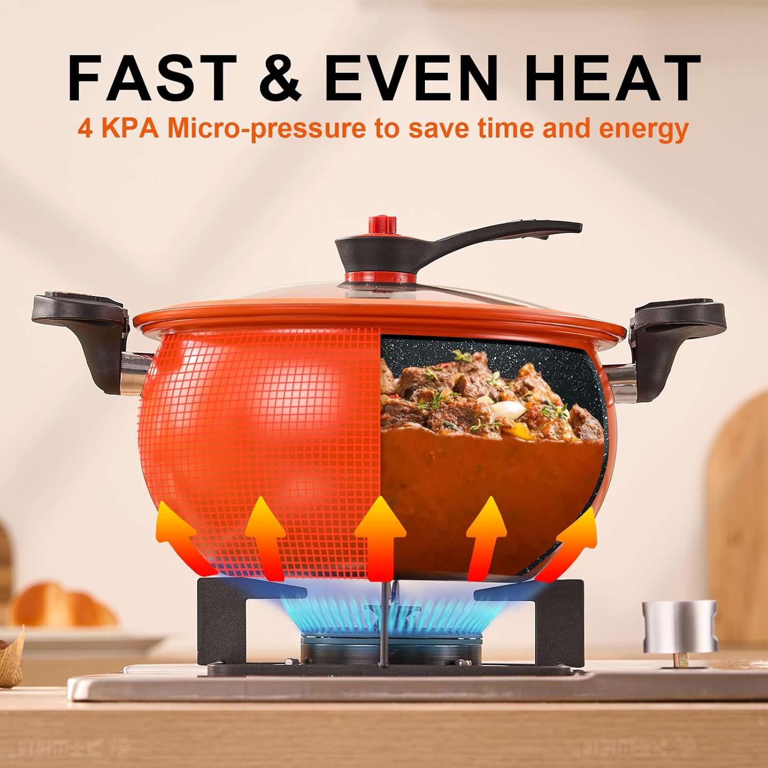 8 Qt Orange Stock Pot with Lid