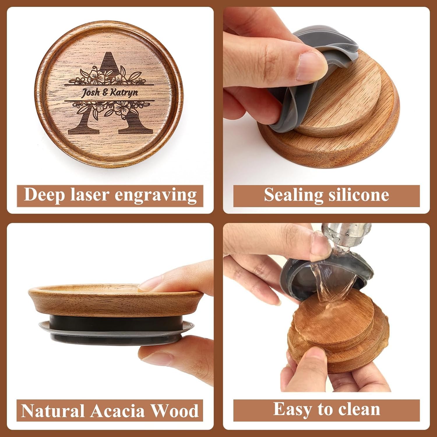 Natural Acacia Mason Jar Lid