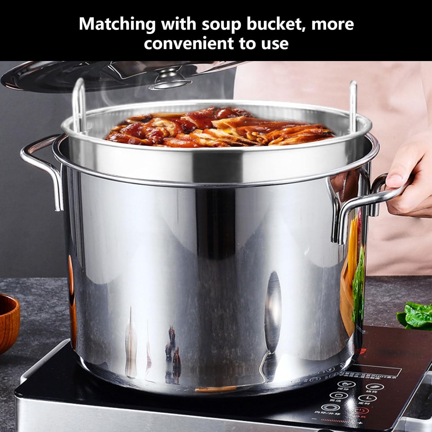 AIZYR Heavy-Duty Stock Pot with Steamer Basket 40cmx40cm