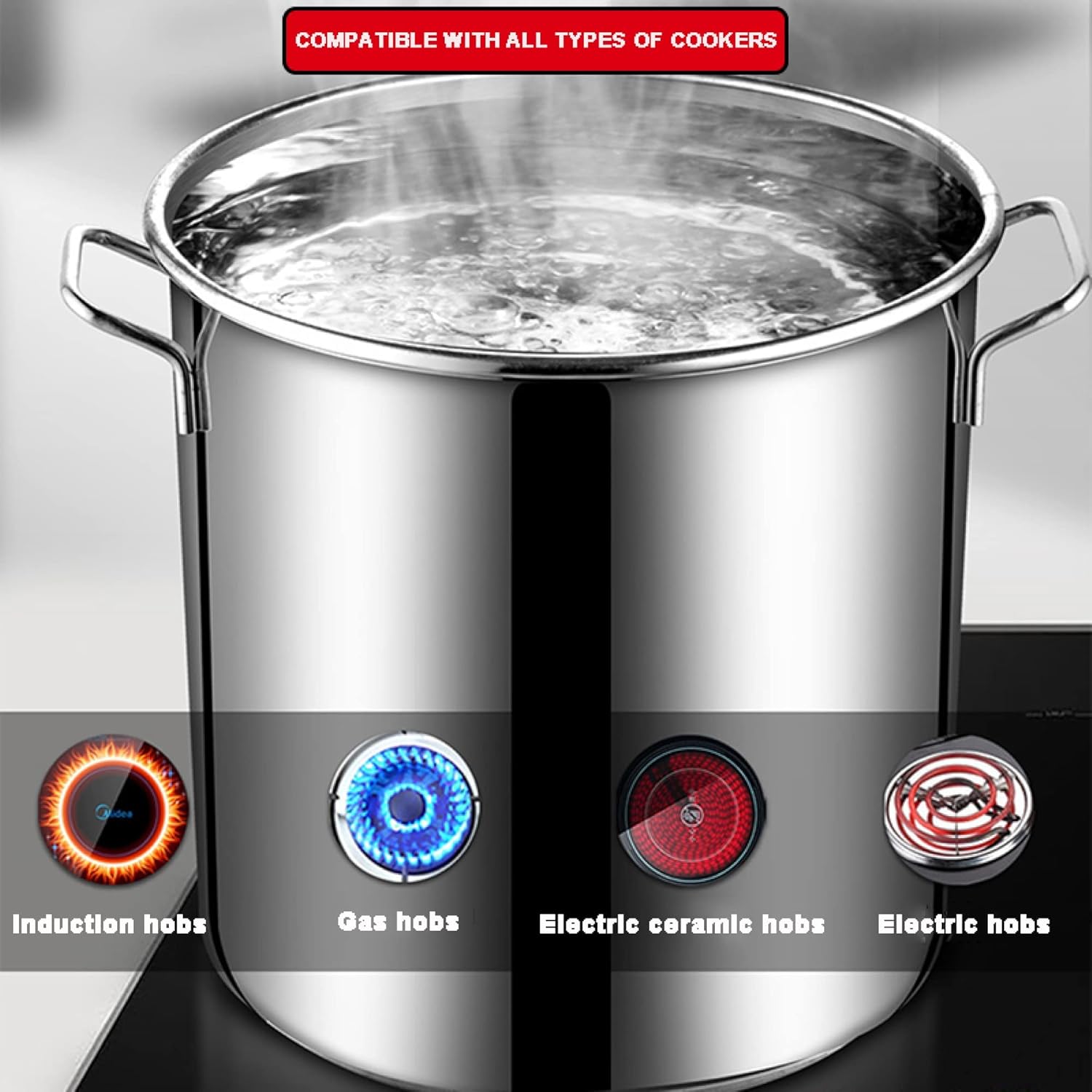 AIZYR 27Qt Commercial Grade Stock Pot with Lid and Strainer
